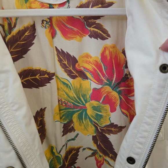 Faherty Cooper Cotton Nylon Utility Jacket Off White Floral Lining Size M - Picture 9 of 12